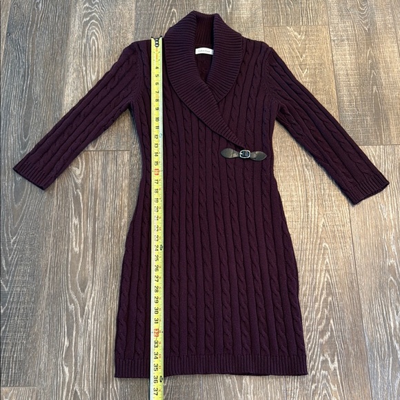 Plum Cable Knit Sweater Dress - Picture 2 of 8